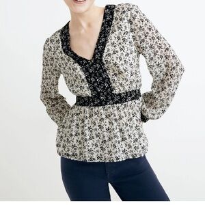 Madewell Black and White Floral Blouse